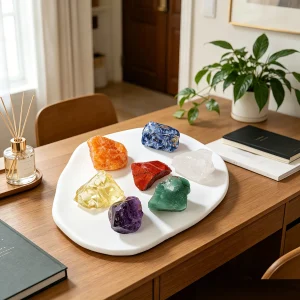 Authentic 7 Chakra Rough Gemstone Kit - Handpicked Natural Crystals for Chakra Alignment, Home Spiritual Decor, Reiki Healing and Crystal Grids, Comes with Storage Pouch