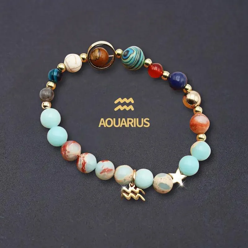 Aquarius Shoushan Stone Bracelet, Healing Crystal Zodiac Bead Bracelet