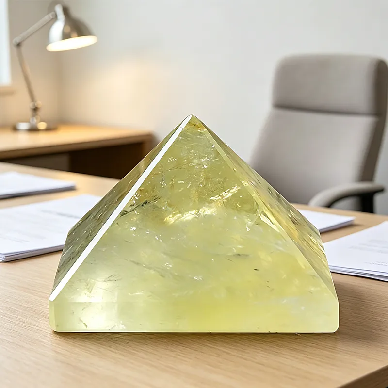 Citrine Crystal Pyramid - Natural Stone for Success & Prosperity Home Decor