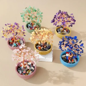 chakra crystal tree, handmade gemstone tree, tree of life crystal, meditation crystal decor, spiritual gift for women, home office crystal decor, natural chakra gemstone tree