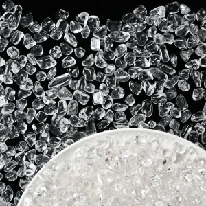 Natural Clear Quartz Crystal Chips - Polished White Quartz Gravel for Crystal Cleansing, Recharging, Energy Balancing and Spiritual Decor