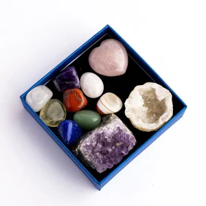 Premium 7 Chakra Crystal Collection Set Raw Stones Geode Tumbled Stones for Meditation Chakra Balancing Spiritual Gift
