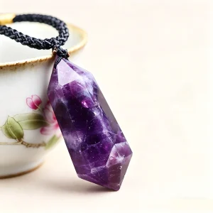 Handmade Natural Dream Amethyst Hexagonal Point Pendant - Wearable Talisman for Calm, Intuition & Spiritual Growth