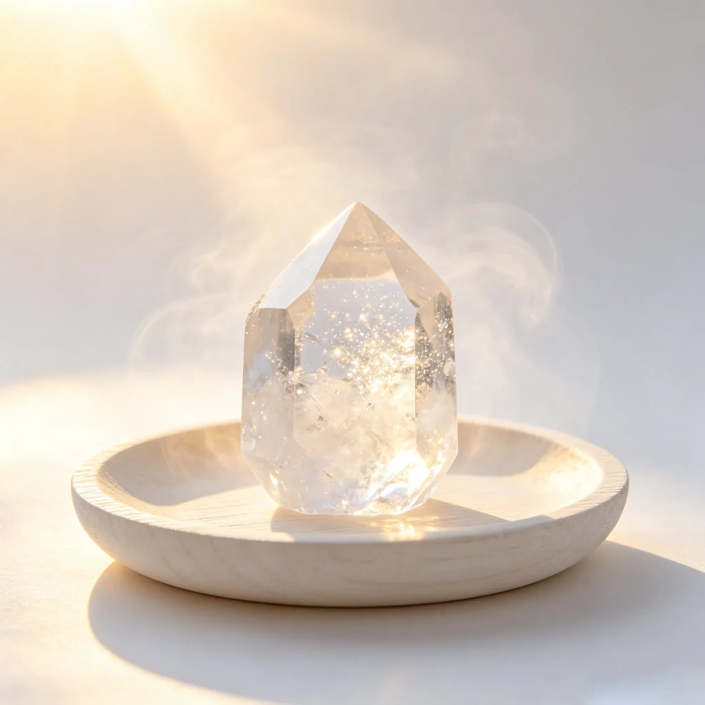 Clear quartz crystal for clarity and energy amplification - natural white stone for meditation and manifestation